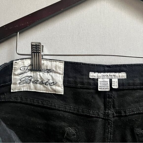 Zara basic black denim Bermuda shorts Sz 8 - Picture 4 of 8